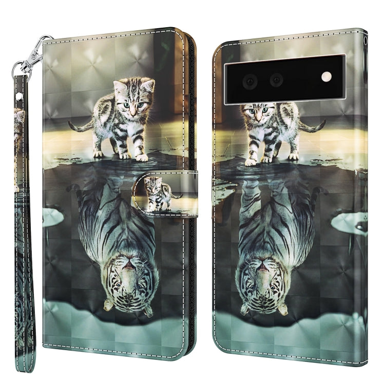Modello di pittura 3D TPU + custodia per telefono in pelle PU, For Google Pixel 6a