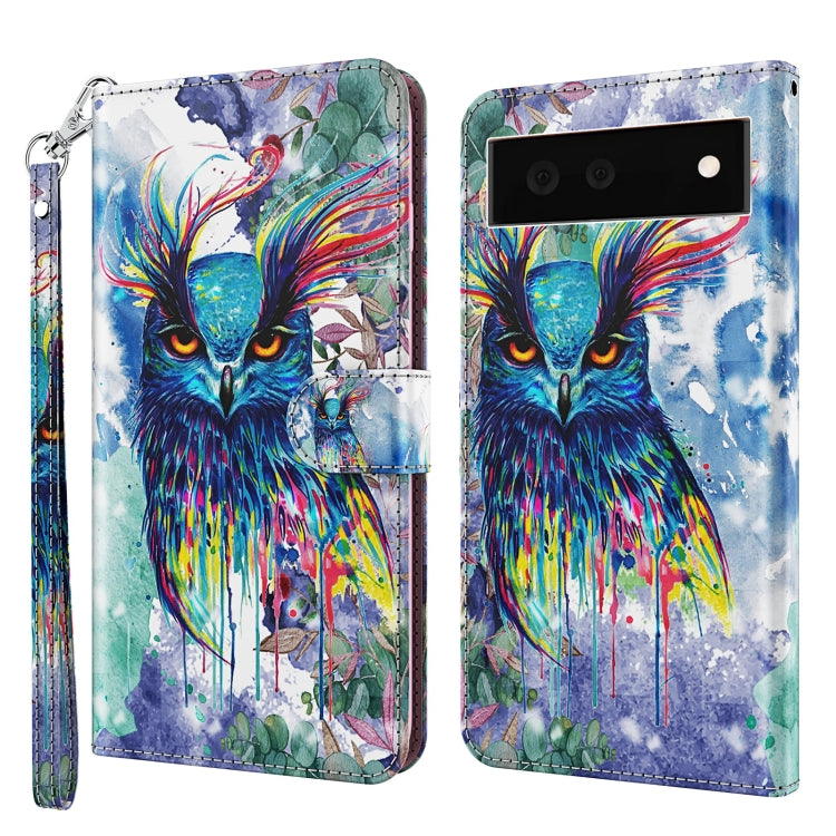Modello di pittura 3D TPU + custodia per telefono in pelle PU, For Google Pixel 6a