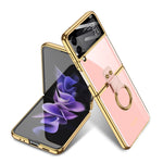 Custodia per telefono con placcatura in tinta unita integrata GKK con supporto per anello, For Samsung Galaxy Z Flip3 5G
