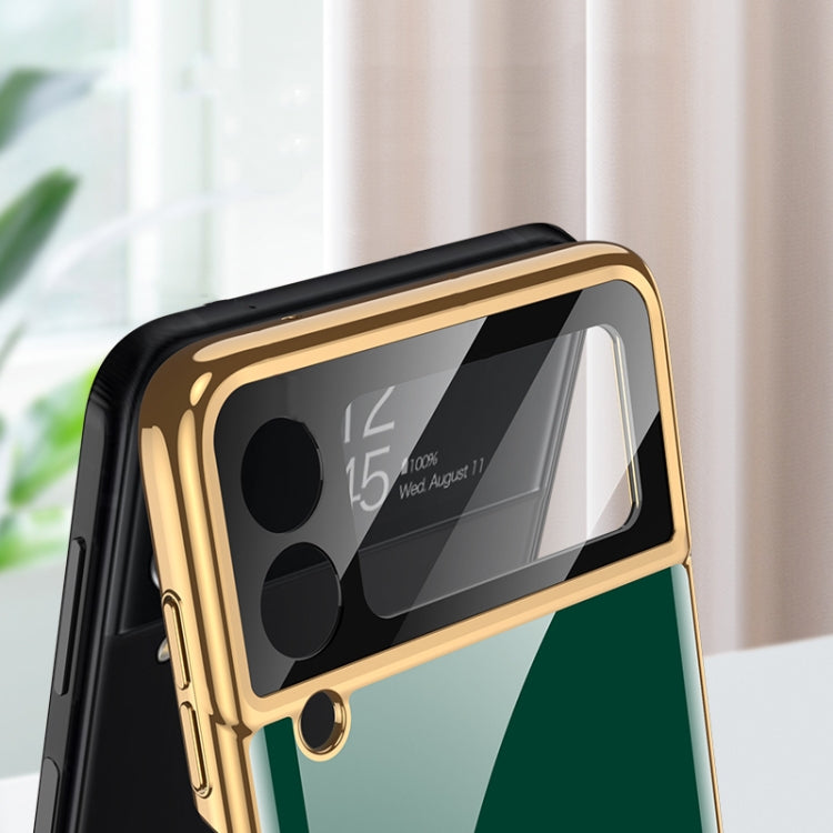 Custodia per telefono con placcatura in tinta unita integrata GKK con supporto per anello, For Samsung Galaxy Z Flip3 5G