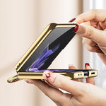 Custodia per telefono con placcatura in tinta unita integrata GKK con supporto per anello, For Samsung Galaxy Z Flip3 5G
