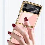Custodia per telefono con placcatura in tinta unita integrata GKK con supporto per anello, For Samsung Galaxy Z Flip3 5G
