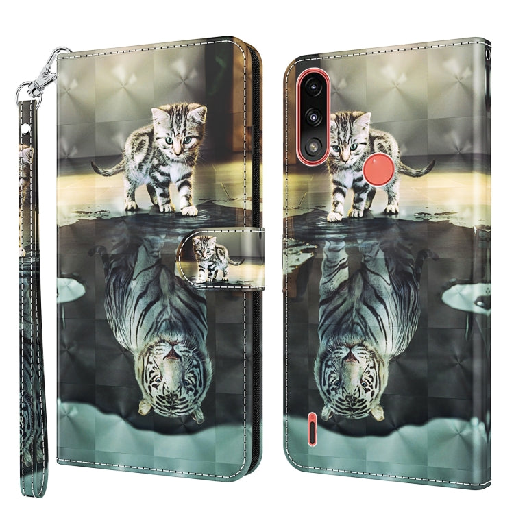 Modello di pittura 3D TPU + custodia per telefono in pelle PU, For Motorola Moto E7i Power / E7 Power, For Motorola Moto E20 / E30 / E40