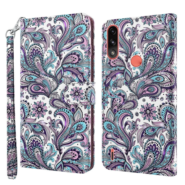 Modello di pittura 3D TPU + custodia per telefono in pelle PU, For Motorola Moto E7i Power / E7 Power, For Motorola Moto E20 / E30 / E40