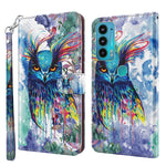 Modello di pittura 3D TPU + custodia per telefono in pelle PU, For Motorola Moto E7i Power / E7 Power, For Motorola Moto E20 / E30 / E40