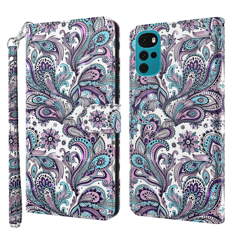 Modello di pittura 3D TPU + custodia per telefono in pelle PU, For Motorola Moto G22, For Motorola Moto G30 / G20 / G10