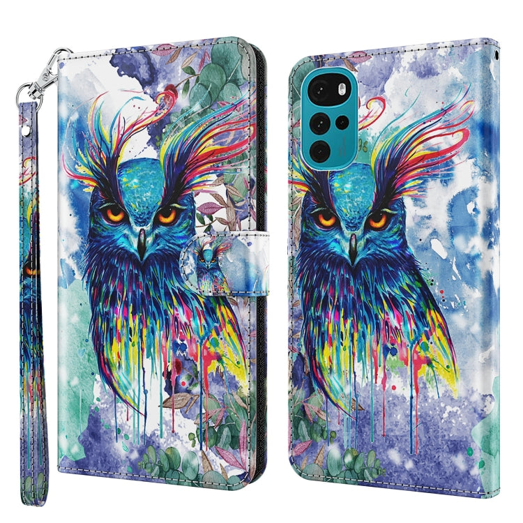 Modello di pittura 3D TPU + custodia per telefono in pelle PU, For Motorola Moto G22, For Motorola Moto G30 / G20 / G10
