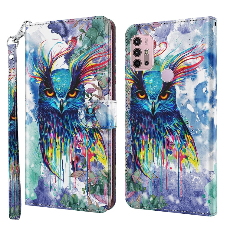 Modello di pittura 3D TPU + custodia per telefono in pelle PU, For Motorola Moto G22, For Motorola Moto G30 / G20 / G10