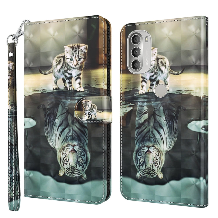 Modello di pittura 3D TPU + custodia per telefono in pelle PU, For Motorola Moto G51 5G, For Motorola Moto G60