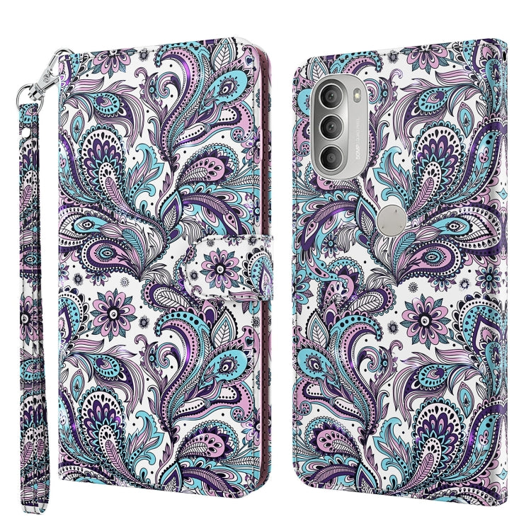 Modello di pittura 3D TPU + custodia per telefono in pelle PU, For Motorola Moto G51 5G, For Motorola Moto G60