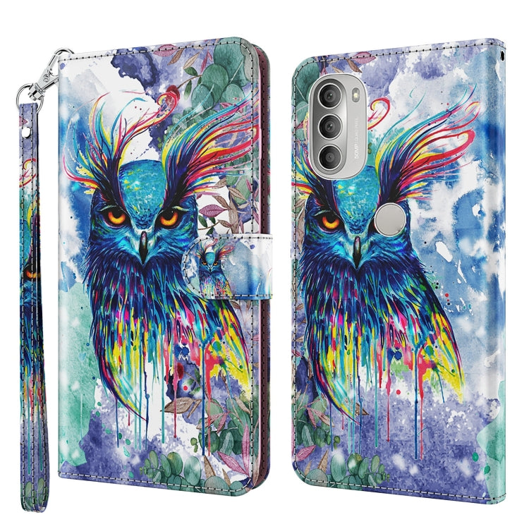 Modello di pittura 3D TPU + custodia per telefono in pelle PU, For Motorola Moto G51 5G, For Motorola Moto G60