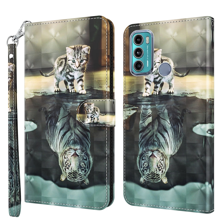 Modello di pittura 3D TPU + custodia per telefono in pelle PU, For Motorola Moto G51 5G, For Motorola Moto G60