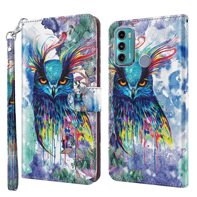 Modello di pittura 3D TPU + custodia per telefono in pelle PU, For Motorola Moto G51 5G, For Motorola Moto G60