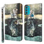 Modello di pittura 3D TPU + custodia per telefono in pelle PU, For Motorola Moto G71 5G