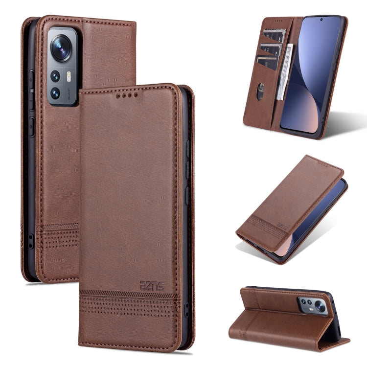 AZNS Custodia per telefono in pelle a conchiglia con struttura in vitello magnetico, For OPPO Reno7 Global, For Honor 60 SE, For Samsung Galaxy A73 5G, For Xiaomi 12 / 12X