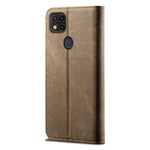 Custodia per telefono in pelle stile casual con trama denim, For Xiaomi Redmi 10A / 9C