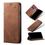 Custodia per telefono in pelle stile casual con trama denim, For Xiaomi Redmi 10A / 9C