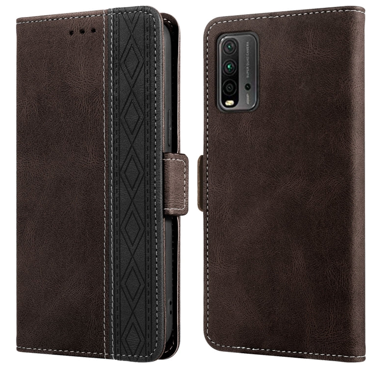 Custodia per telefono in pelle RFID magnetica laterale con cuciture, For Xiaomi Redmi 9, For Xiaomi Redmi 9A, For Xiaomi Redmi 9C, For Xiaomi Redmi 9T, For Xiaomi Redmi Note 9 Pro 4G / 9S, For Xiaomi Redmi Note 9 / 10X