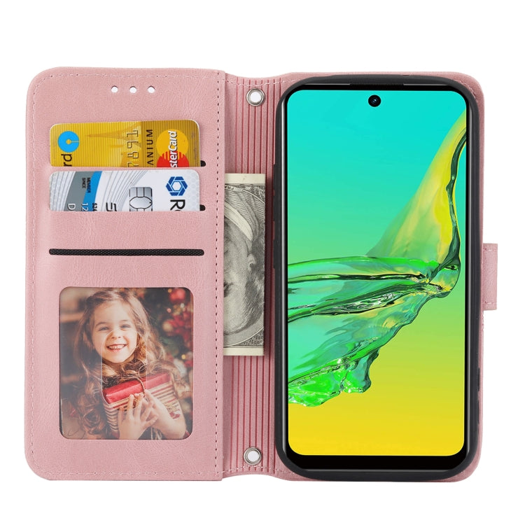 Custodia in pelle per telefono a conchiglia orizzontale con fibbia magnetica a righe in rilievo, For Fujitsu Arrows F-52B, For OPPO A96 5G, For OPPO Reno7 5G, For OPPO Reno7 SE 5G