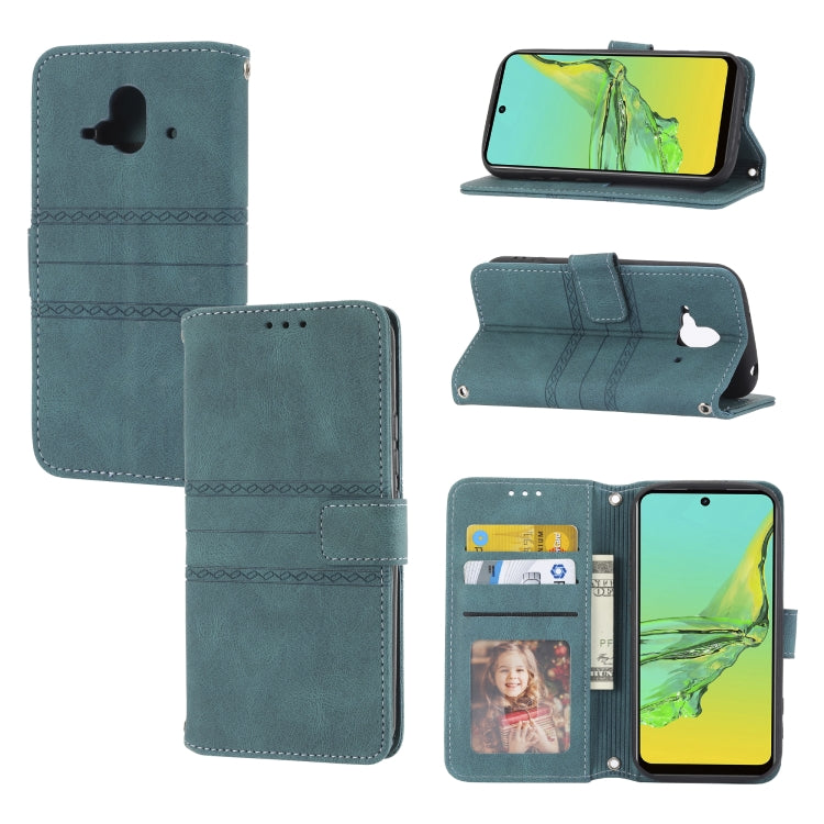 Custodia in pelle per telefono a conchiglia orizzontale con fibbia magnetica a righe in rilievo, For Fujitsu Arrows F-52B, For OPPO A96 5G, For OPPO Reno7 5G, For OPPO Reno7 SE 5G
