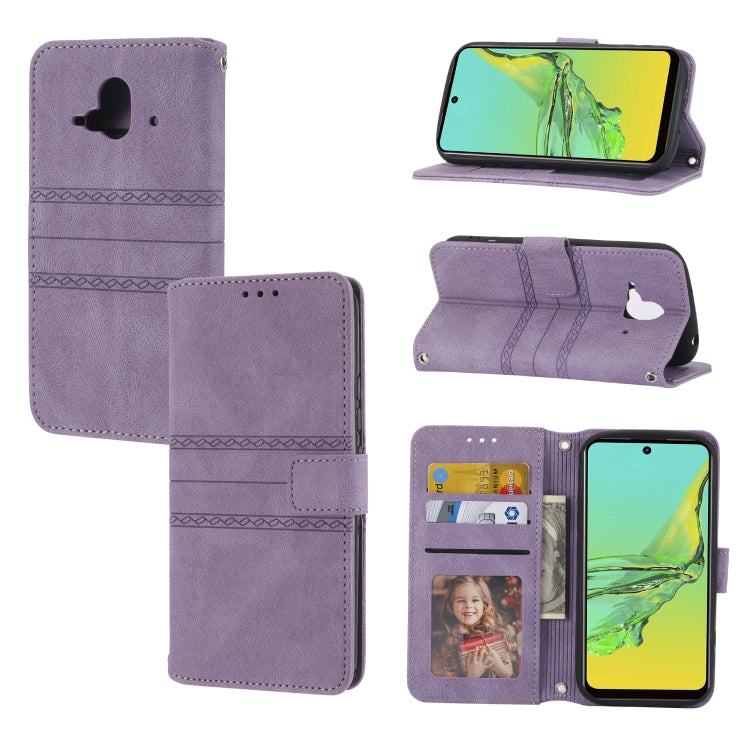 Custodia in pelle per telefono a conchiglia orizzontale con fibbia magnetica a righe in rilievo, For Fujitsu Arrows F-52B, For OPPO A96 5G, For OPPO Reno7 5G, For OPPO Reno7 SE 5G