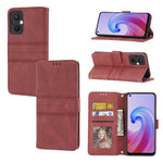Custodia in pelle per telefono a conchiglia orizzontale con fibbia magnetica a righe in rilievo, For Fujitsu Arrows F-52B, For OPPO A96 5G, For OPPO Reno7 5G, For OPPO Reno7 SE 5G