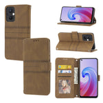 Custodia in pelle per telefono a conchiglia orizzontale con fibbia magnetica a righe in rilievo, For Fujitsu Arrows F-52B, For OPPO A96 5G, For OPPO Reno7 5G, For OPPO Reno7 SE 5G