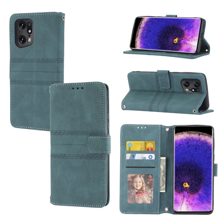 Custodia in pelle per telefono a conchiglia orizzontale con fibbia magnetica a righe in rilievo, For OPPO Find X5, For OPPO Find X5 Pro, For OPPO Realme 9 Pro+, For OPPO Realme C35