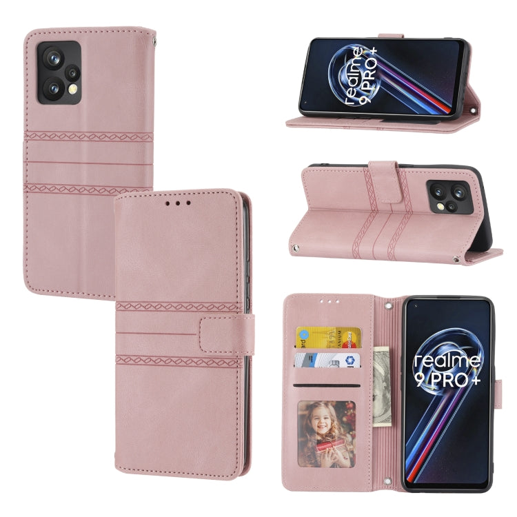 Custodia in pelle per telefono a conchiglia orizzontale con fibbia magnetica a righe in rilievo, For OPPO Find X5, For OPPO Find X5 Pro, For OPPO Realme 9 Pro+, For OPPO Realme C35