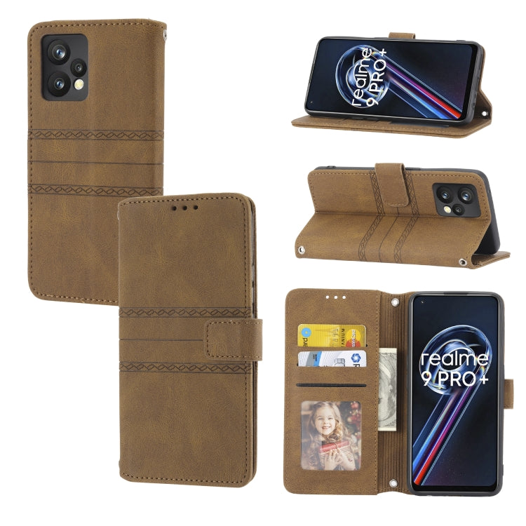 Custodia in pelle per telefono a conchiglia orizzontale con fibbia magnetica a righe in rilievo, For OPPO Find X5, For OPPO Find X5 Pro, For OPPO Realme 9 Pro+, For OPPO Realme C35