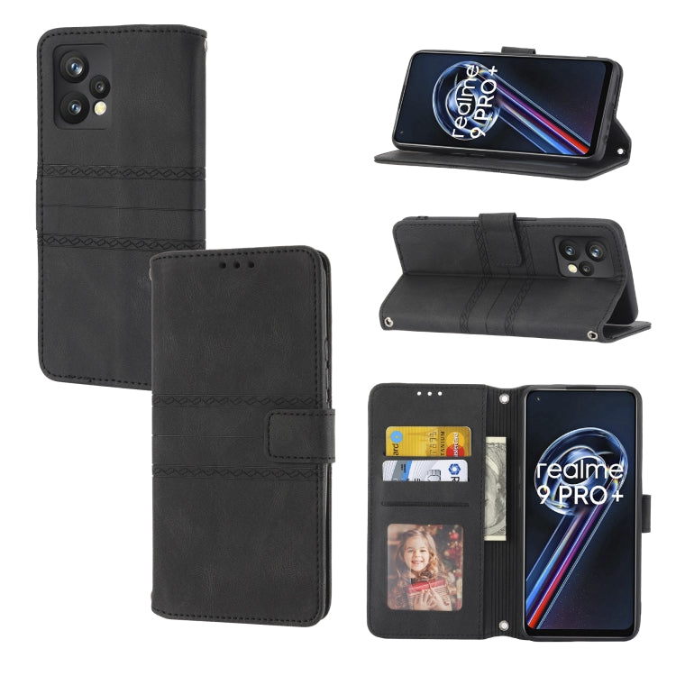 Custodia in pelle per telefono a conchiglia orizzontale con fibbia magnetica a righe in rilievo, For OPPO Find X5, For OPPO Find X5 Pro, For OPPO Realme 9 Pro+, For OPPO Realme C35