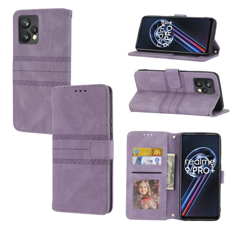 Custodia in pelle per telefono a conchiglia orizzontale con fibbia magnetica a righe in rilievo, For OPPO Find X5, For OPPO Find X5 Pro, For OPPO Realme 9 Pro+, For OPPO Realme C35