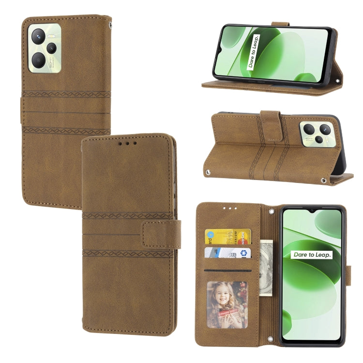 Custodia in pelle per telefono a conchiglia orizzontale con fibbia magnetica a righe in rilievo, For OPPO Find X5, For OPPO Find X5 Pro, For OPPO Realme 9 Pro+, For OPPO Realme C35