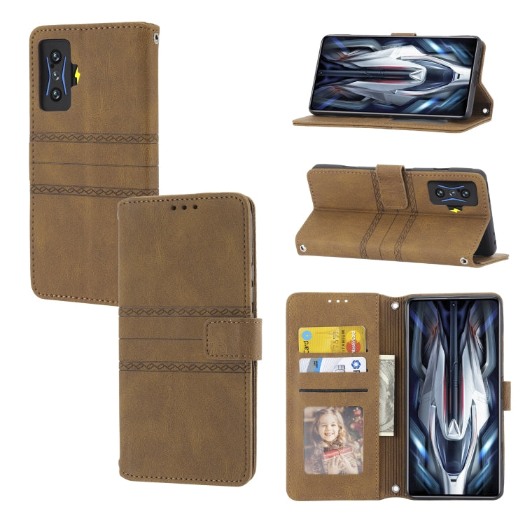 Custodia in pelle per telefono a conchiglia orizzontale con fibbia magnetica a righe in rilievo, For OPPO Realme 9 Pro, For Xiaomi Redmi K50 Gaming, For Xiaomi Redmi K50 Pro
