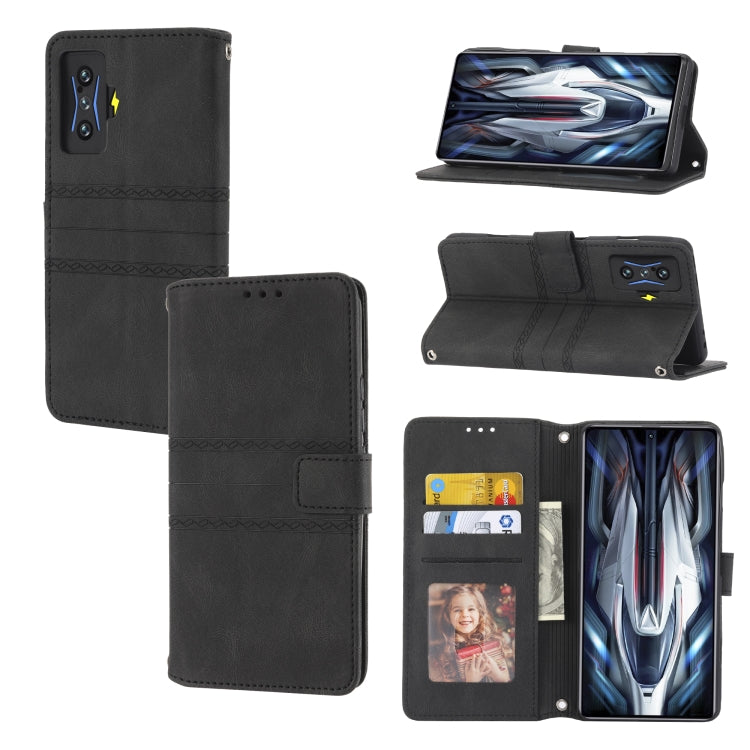 Custodia in pelle per telefono a conchiglia orizzontale con fibbia magnetica a righe in rilievo, For OPPO Realme 9 Pro, For Xiaomi Redmi K50 Gaming, For Xiaomi Redmi K50 Pro