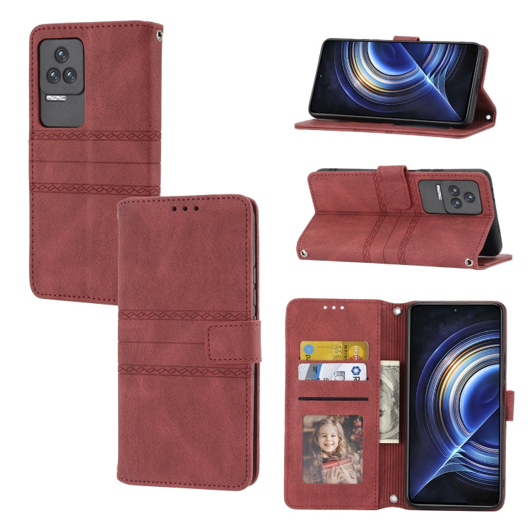 Custodia in pelle per telefono a conchiglia orizzontale con fibbia magnetica a righe in rilievo, For OPPO Realme 9 Pro, For Xiaomi Redmi K50 Gaming, For Xiaomi Redmi K50 Pro