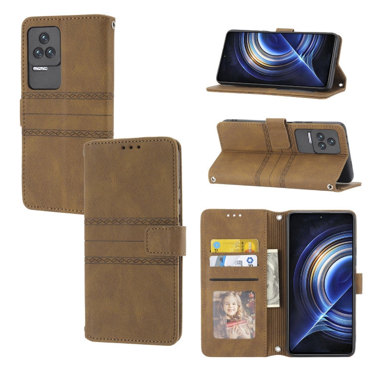 Custodia in pelle per telefono a conchiglia orizzontale con fibbia magnetica a righe in rilievo, For OPPO Realme 9 Pro, For Xiaomi Redmi K50 Gaming, For Xiaomi Redmi K50 Pro