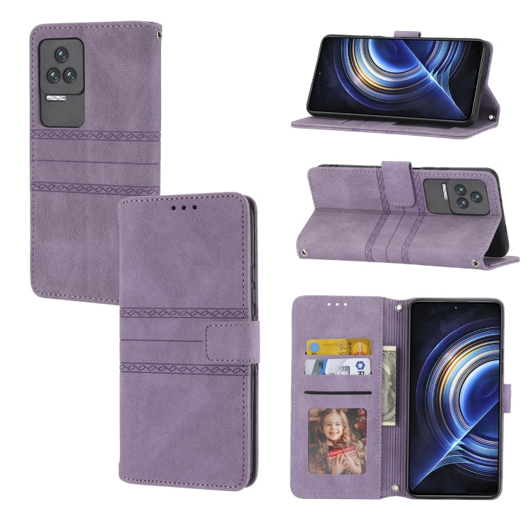 Custodia in pelle per telefono a conchiglia orizzontale con fibbia magnetica a righe in rilievo, For OPPO Realme 9 Pro, For Xiaomi Redmi K50 Gaming, For Xiaomi Redmi K50 Pro