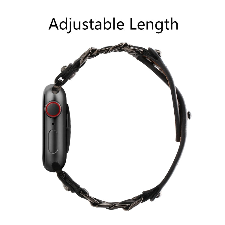 Cinturino stile maschile in vera pelle per Apple Watch Series, 7 41mm / 6&SE&5&4 40mm / 3&2&1 38mm, 7 45mm / 6&SE&5&4 44mm / 3&2&1 42mm