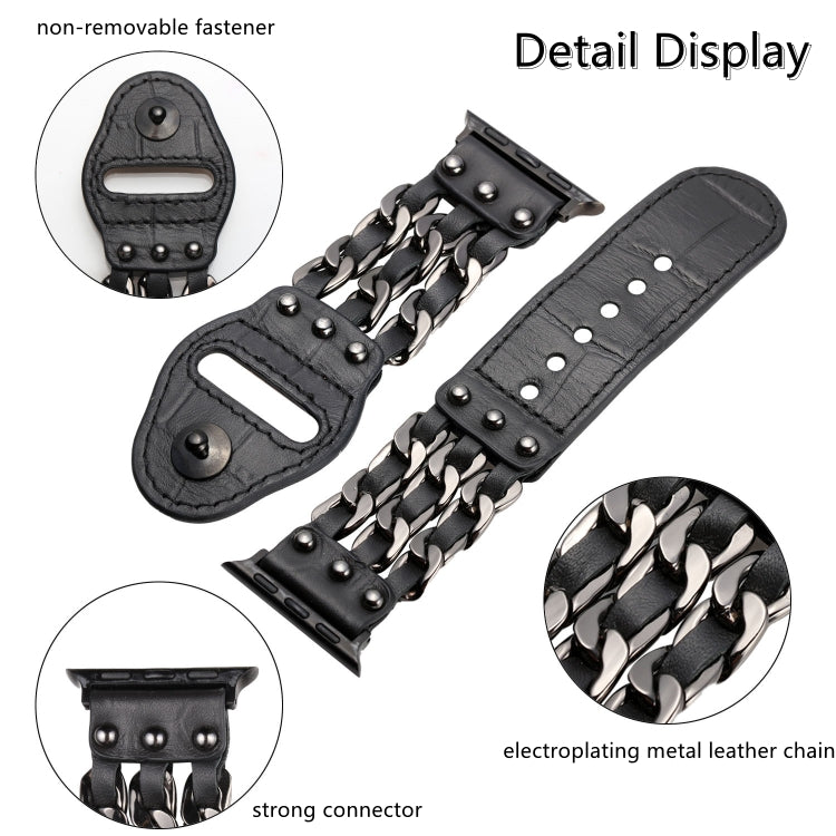 Cinturino stile maschile in vera pelle per Apple Watch Series, 7 41mm / 6&SE&5&4 40mm / 3&2&1 38mm, 7 45mm / 6&SE&5&4 44mm / 3&2&1 42mm