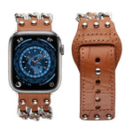 Cinturino stile maschile in vera pelle per Apple Watch Series, 7 41mm / 6&SE&5&4 40mm / 3&2&1 38mm, 7 45mm / 6&SE&5&4 44mm / 3&2&1 42mm