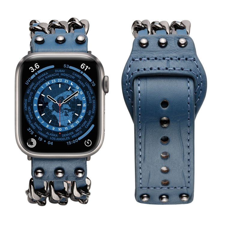 Cinturino stile maschile in vera pelle per Apple Watch Series, 7 41mm / 6&SE&5&4 40mm / 3&2&1 38mm, 7 45mm / 6&SE&5&4 44mm / 3&2&1 42mm