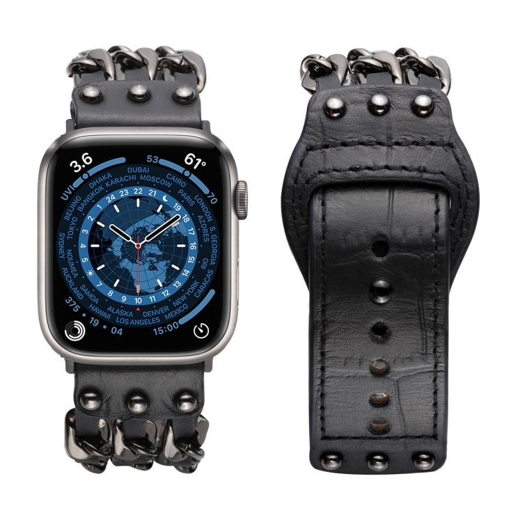 Cinturino stile maschile in vera pelle per Apple Watch Series, 7 41mm / 6&SE&5&4 40mm / 3&2&1 38mm, 7 45mm / 6&SE&5&4 44mm / 3&2&1 42mm