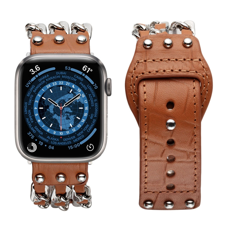 Cinturino stile maschile in vera pelle per Apple Watch Series, 7 41mm / 6&SE&5&4 40mm / 3&2&1 38mm, 7 45mm / 6&SE&5&4 44mm / 3&2&1 42mm