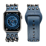 Cinturino stile maschile in vera pelle per Apple Watch Series, 7 41mm / 6&SE&5&4 40mm / 3&2&1 38mm, 7 45mm / 6&SE&5&4 44mm / 3&2&1 42mm