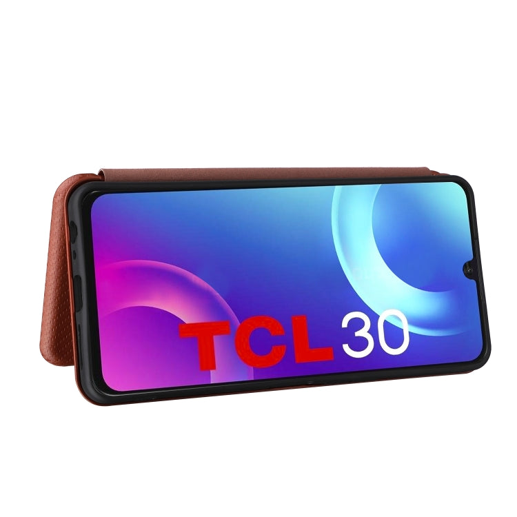 Custodia per telefono in pelle con vibrazione orizzontale magnetica in fibra di carbonio, For TCL 30 5G / 30+