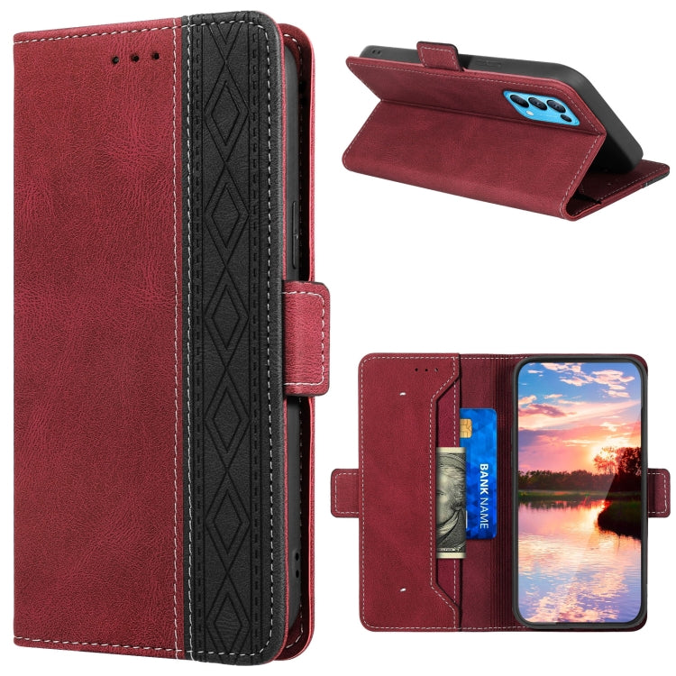 Custodia per telefono in pelle RFID magnetica laterale con cuciture, For OPPO Find X3 Lite 5G, For OPPO Reno6, For OPPO Reno6 5G, For OPPO Reno5 A, For OPPO Reno7 5G, For vivo Y17