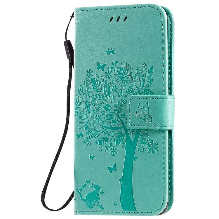 Custodia in pelle sintetica a vibrazione orizzontale con motivo ad albero e gatto con supporto e fessure per carte, portafoglio e cordino, For Galaxy S20