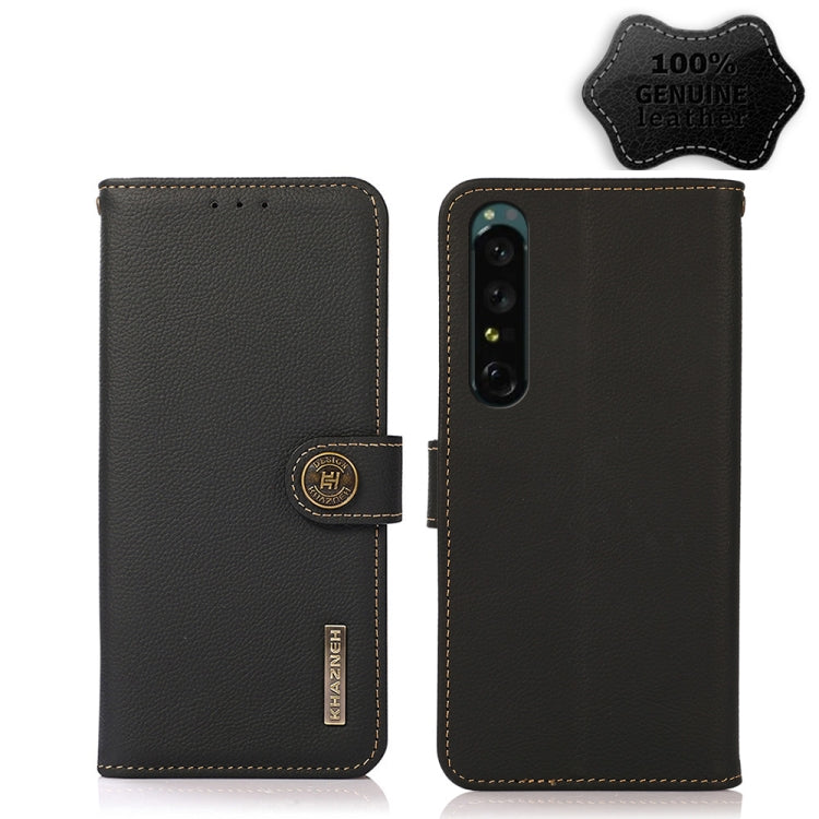 Custodia per telefono RFID KHAZNEH Custer in vera pelle, For vivo Y75 5G, For Sony Xperia 1 IV