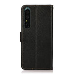 KHAZNEH Custodia per telefono RFID in vera pelle Litchi magnetica laterale, For vivo Y75 5G, For Sony Xperia 1 IV